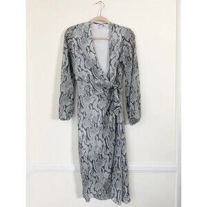 Express Women’s XS Snakeskin Print Wrap Midi Dress Long Sleeve